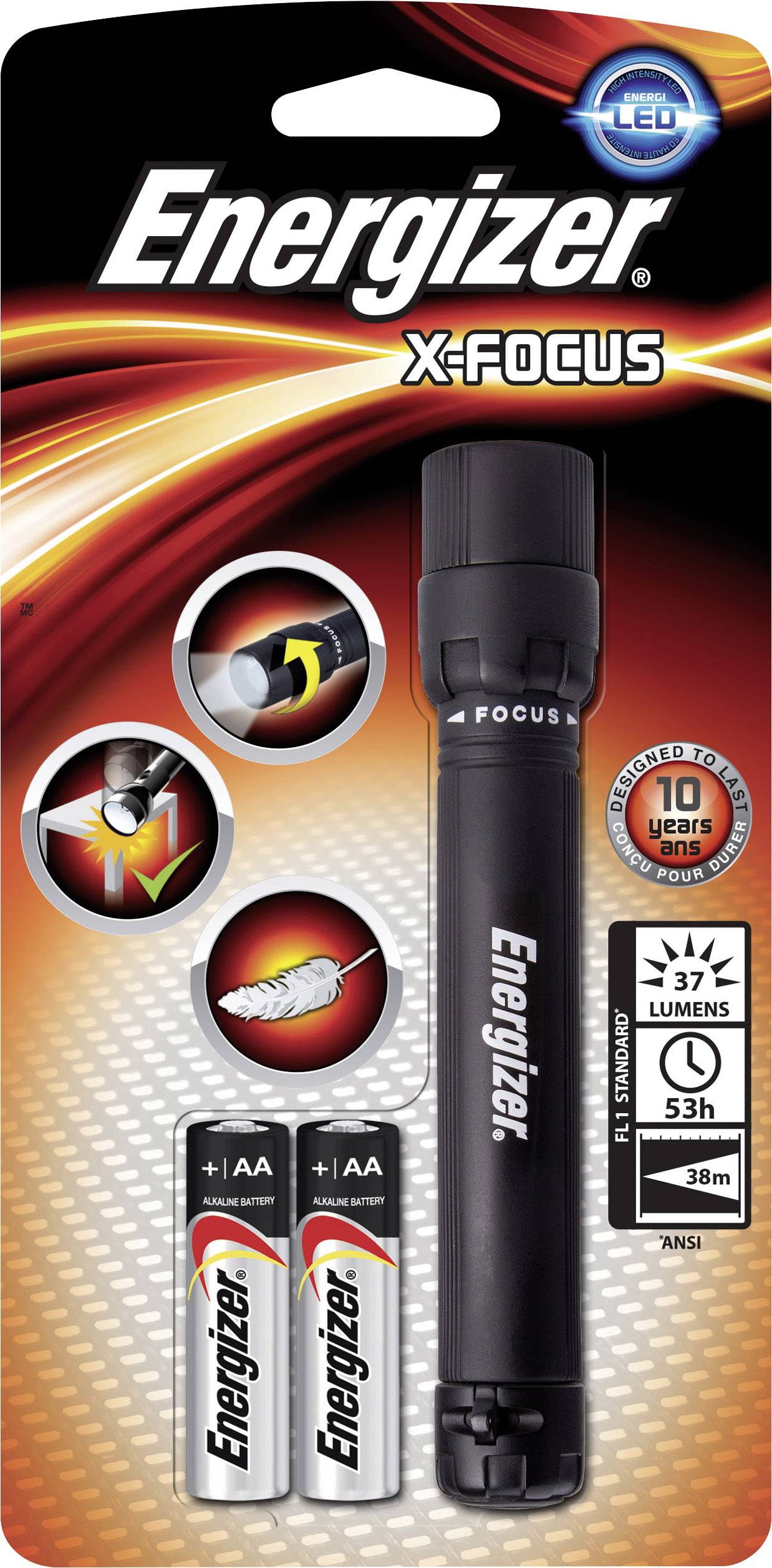 Energizer X-Focus 2AA LED Taschenlampe batteriebetrieben 50 lm 100 g