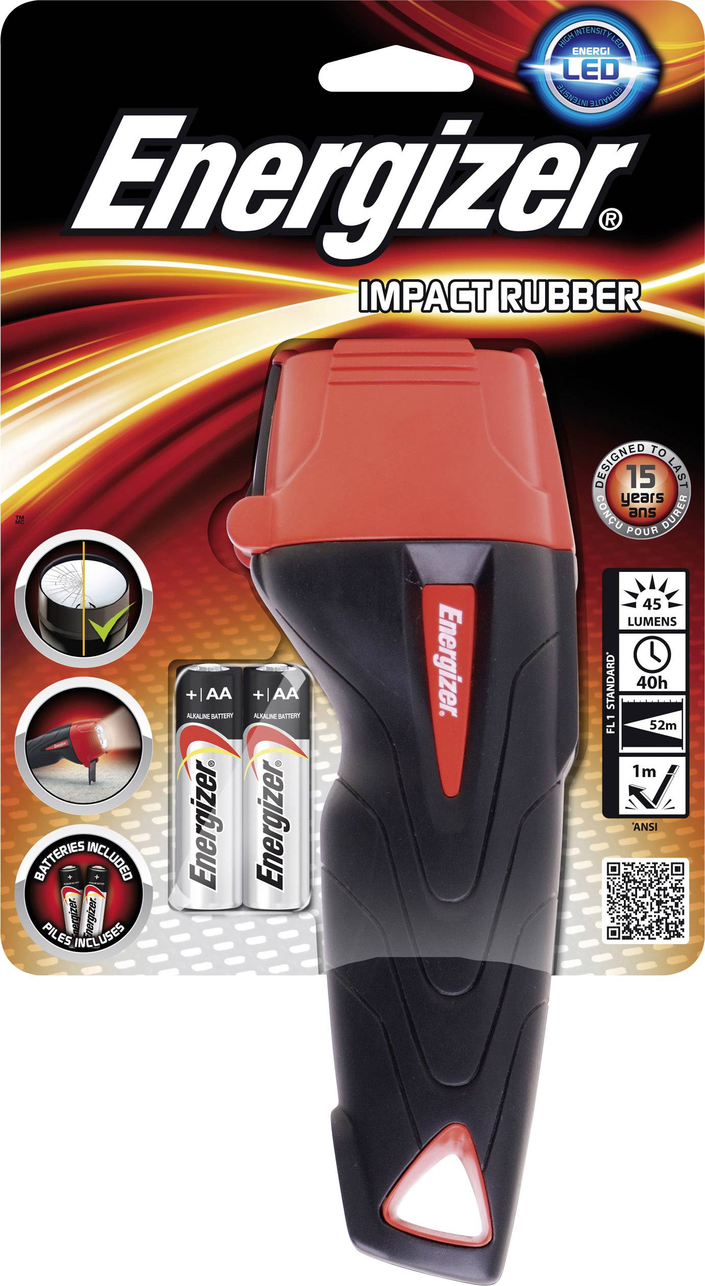 Energizer Impact Rubber 2AA LED Taschenlampe batteriebetrieben 40 h 0.16 kg