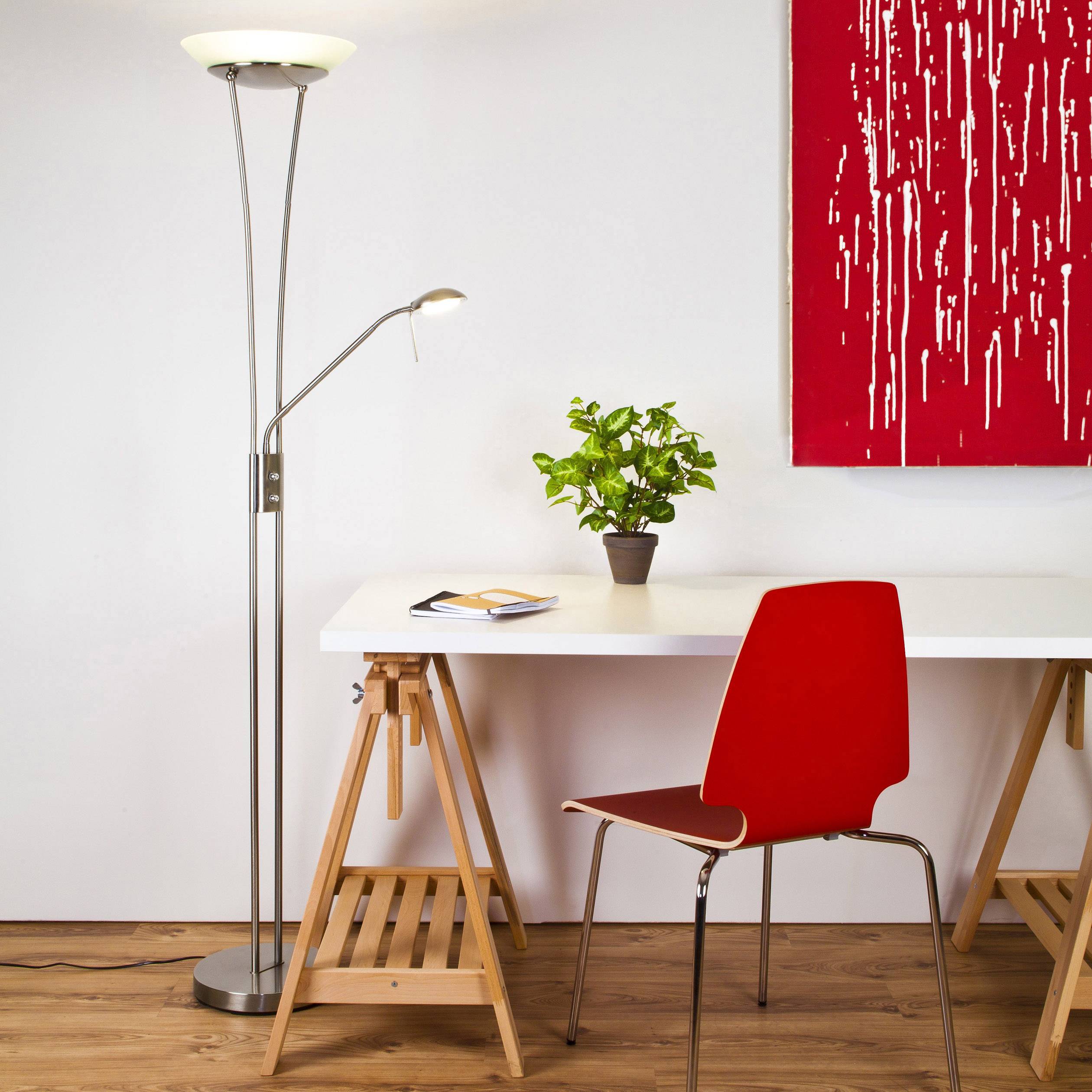 Brilliant Finn LED-Deckenfluter mit Leselampe LED 18 W Eisen, Weiß