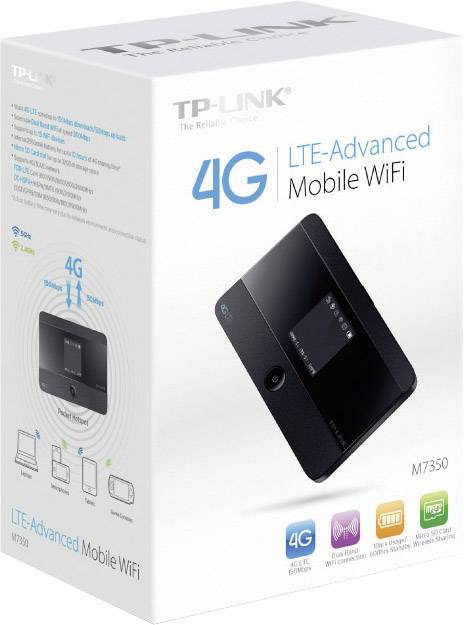 TP-LINK M7350 Mobiler 4G-WLAN-Hotspot bis 10 Geräte 150 MBit/s mit microSD-Kartenslot Schwarz