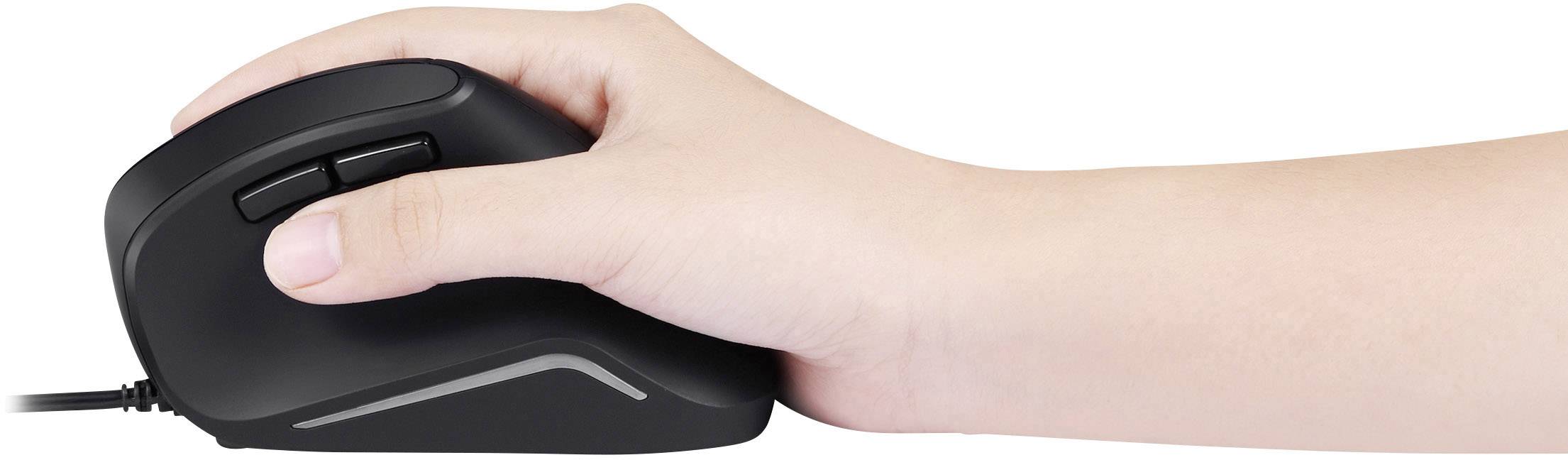 Perixx Vertikal Perimice-515 II Ergonomische Maus USB Optisch Schwarz 6 Tasten 1600 dpi Ergonomisch