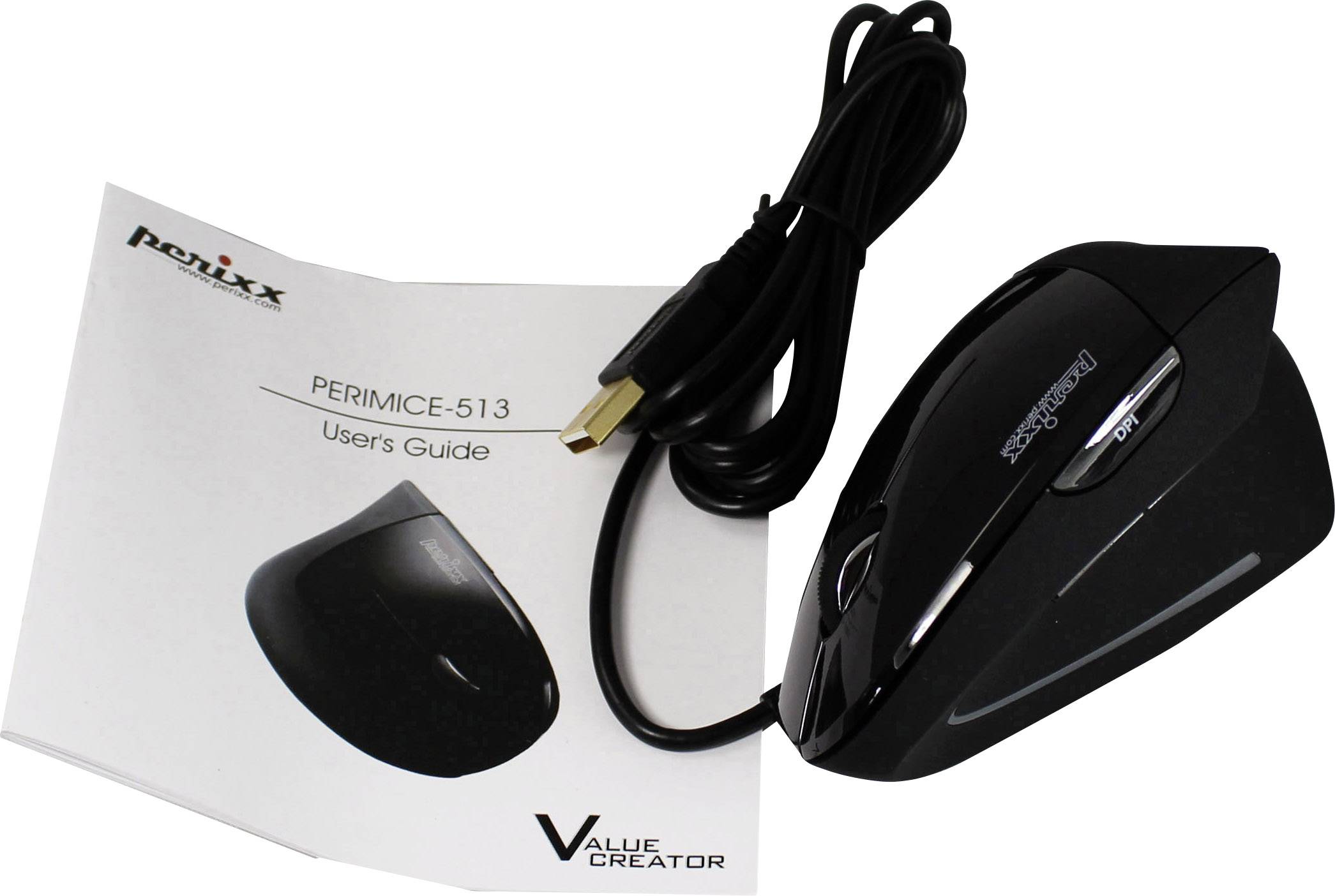 Perixx Vertikal Perimice-513 Ergonomische Maus USB Schwarz 6 Tasten Ergonomisch