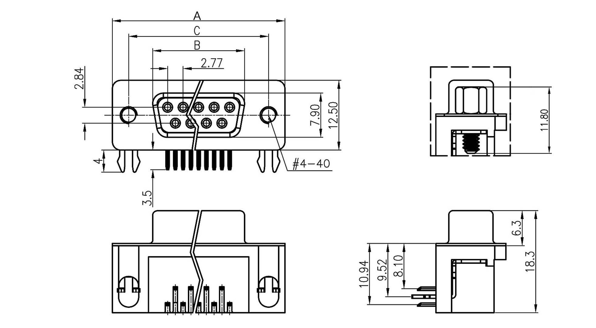 Econ Connect BU25WB/7 D-SUB Buchsenleiste 90° Polzahl: 25 Lötpins Tray
