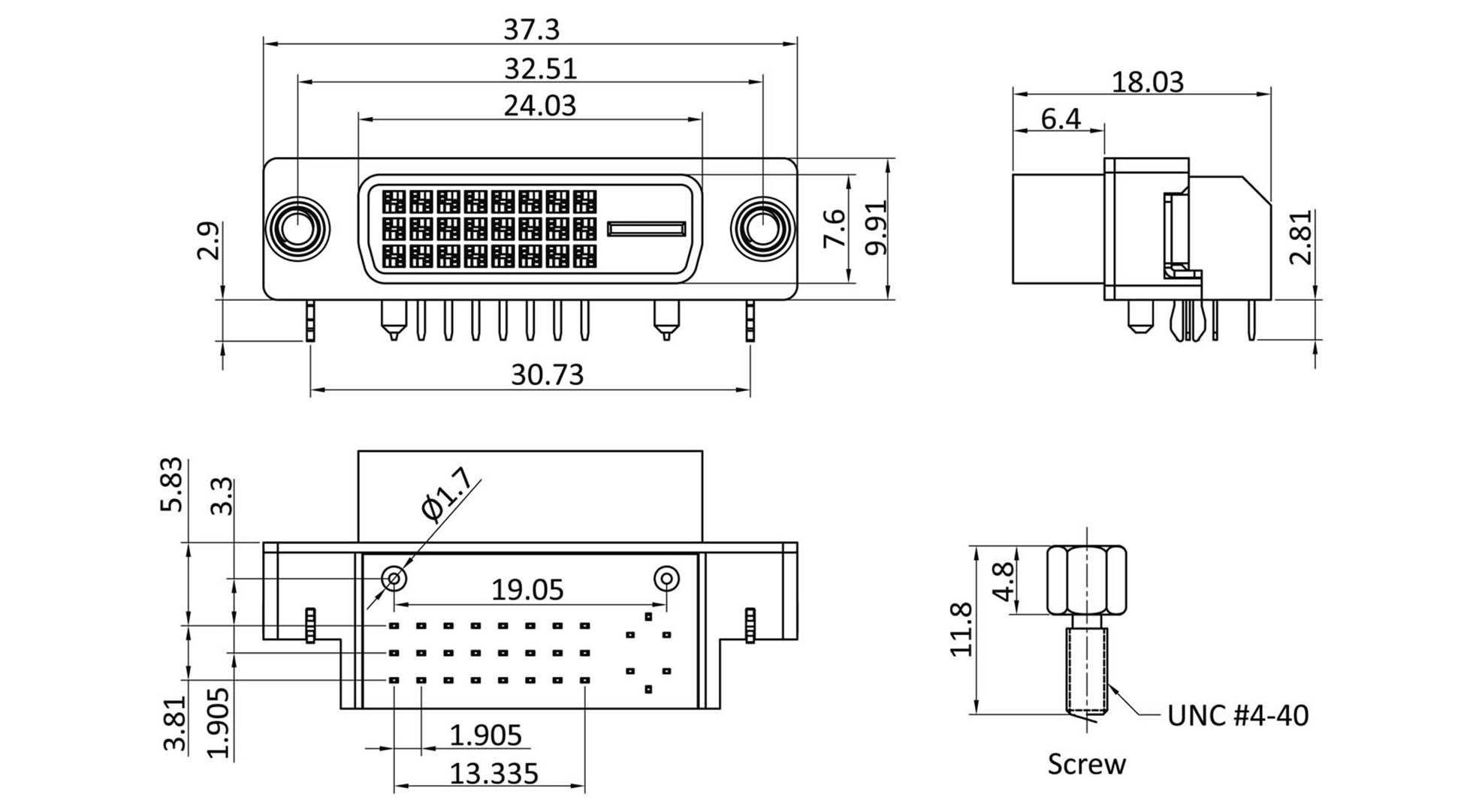 Econ Connect DVID1 DVI-Steckverbinder Buchse, Einbau horizontal Polzahl: 25 Beige
