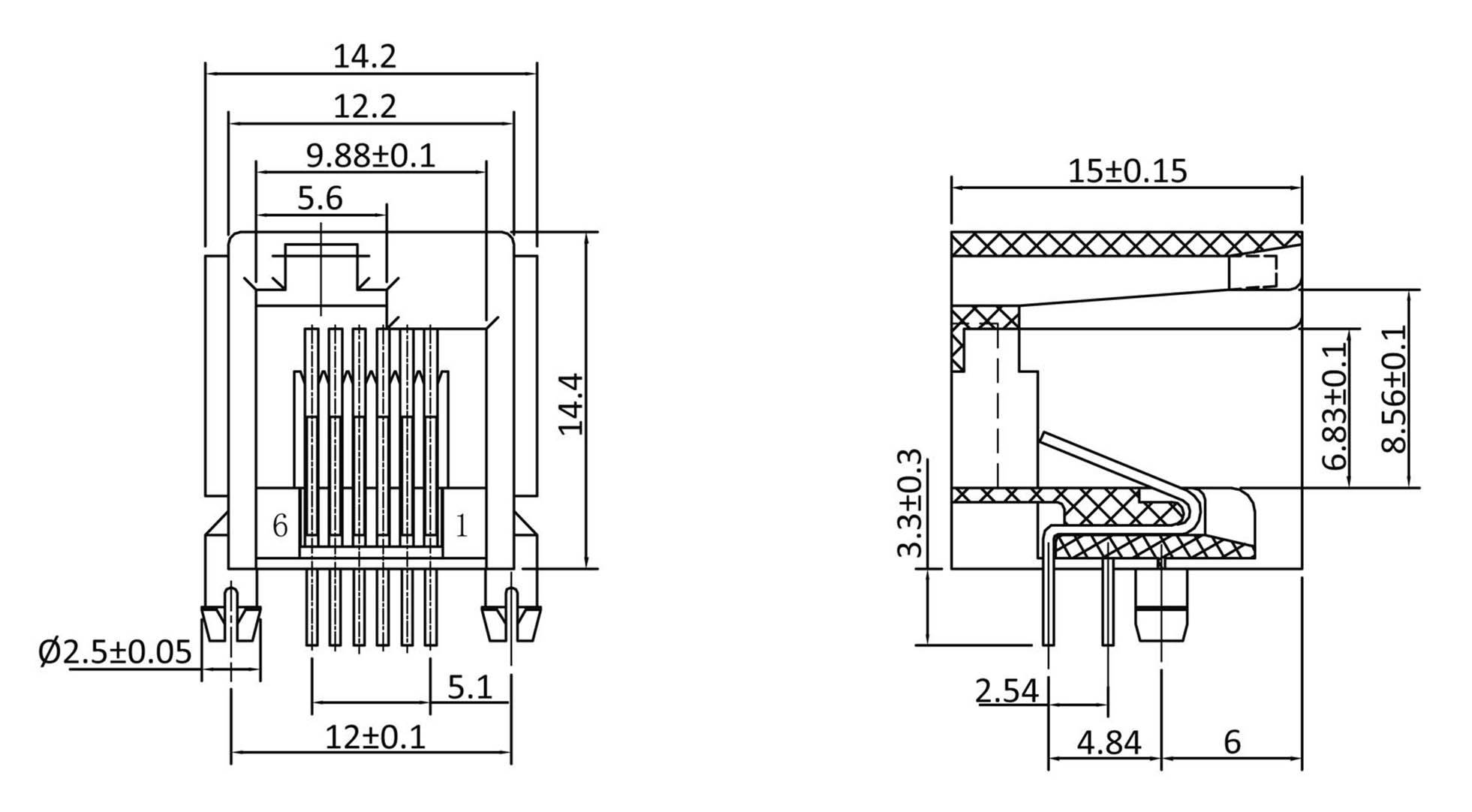Econ Connect MEBE66D Modular Einbaubuchse MEBE66D Buchse, Einbau horizontal Polzahl 6P6C Schwarz