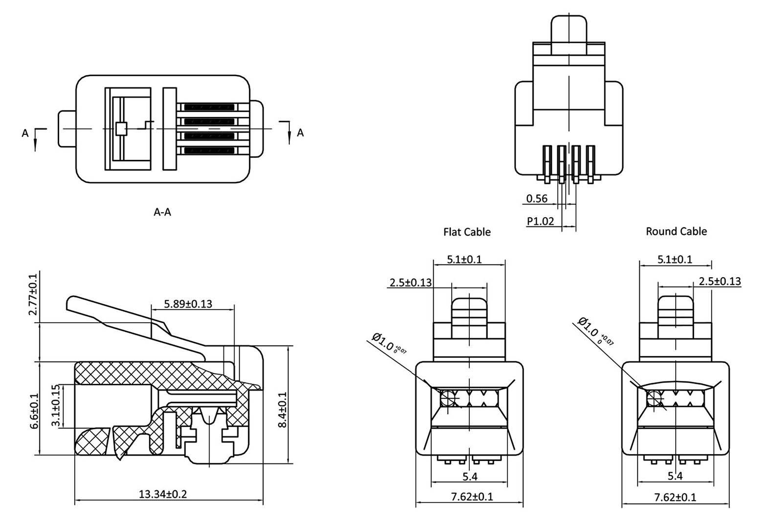 econ connect MPL44R Modular-Stecker MPL44R Stecker, gerade Polzahl 4P4C Klar 1 St.