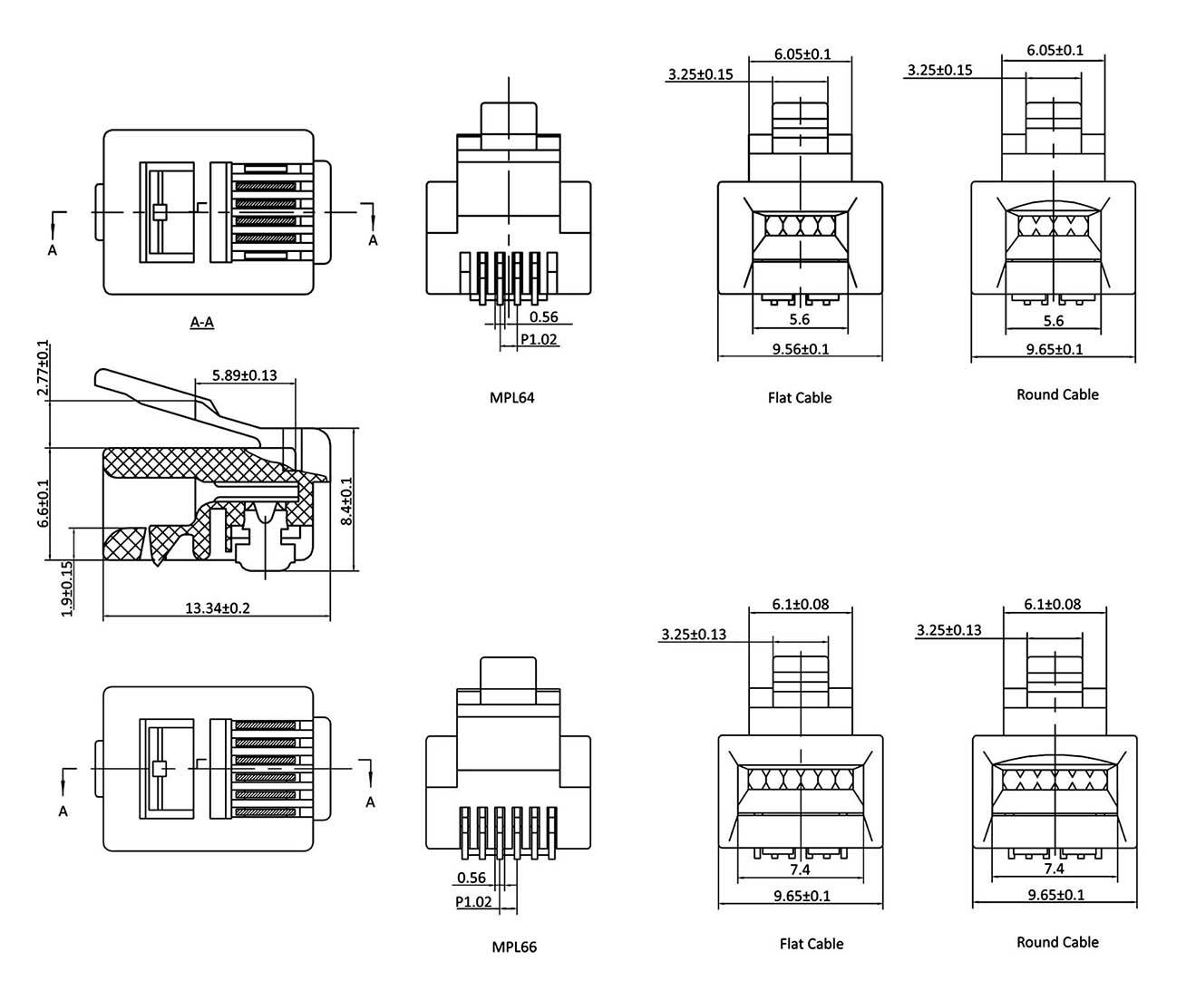 Econ Connect MPL64R Modular-Stecker MPL64R Stecker, gerade Polzahl Sensoren 6P4C Klar