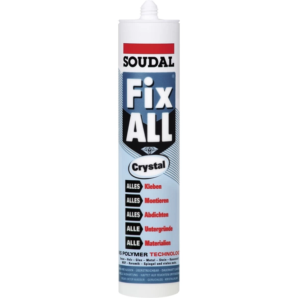 Soudal FIX ALL CRYSTAL Dichtklebstoff Herstellerfarbe Glasklar 83111104 290ml Soudal FIX ALL CRYSTAL Dichtklebstoff Herstellerfarbe Glasklar 83111104 290ml