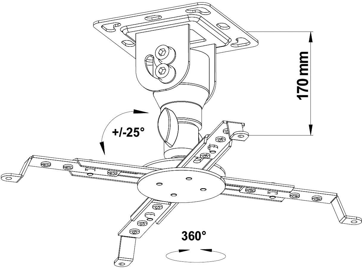 My Wall H16-7WL Beamer-Deckenhalterung Neigbar, Drehbar Boden-/Deckenabstand (max.): 17cm Weiß