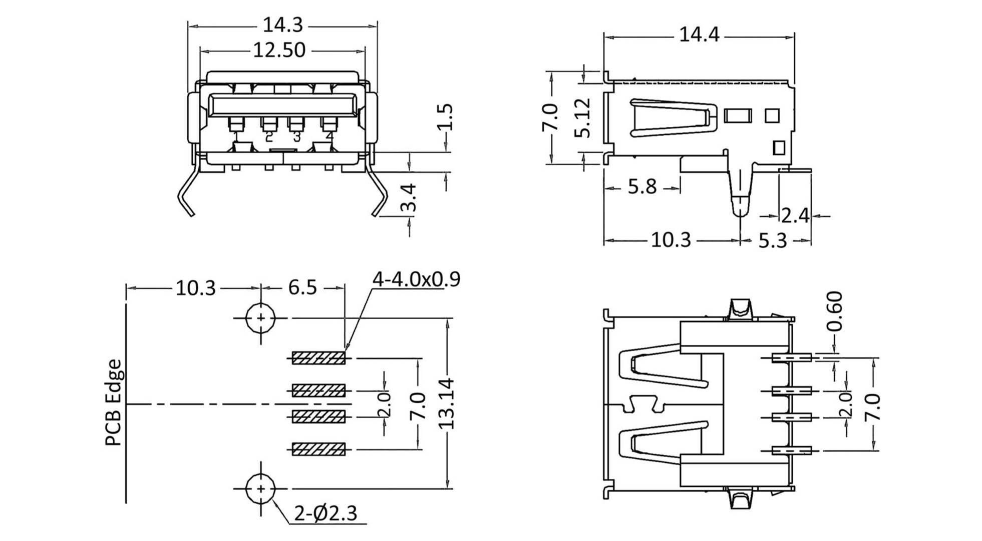 Econ Connect USB-A-Buchse Buchse, Einbau horizontal UBU1ASMD 1 Port UBU1ASMD Inhalt