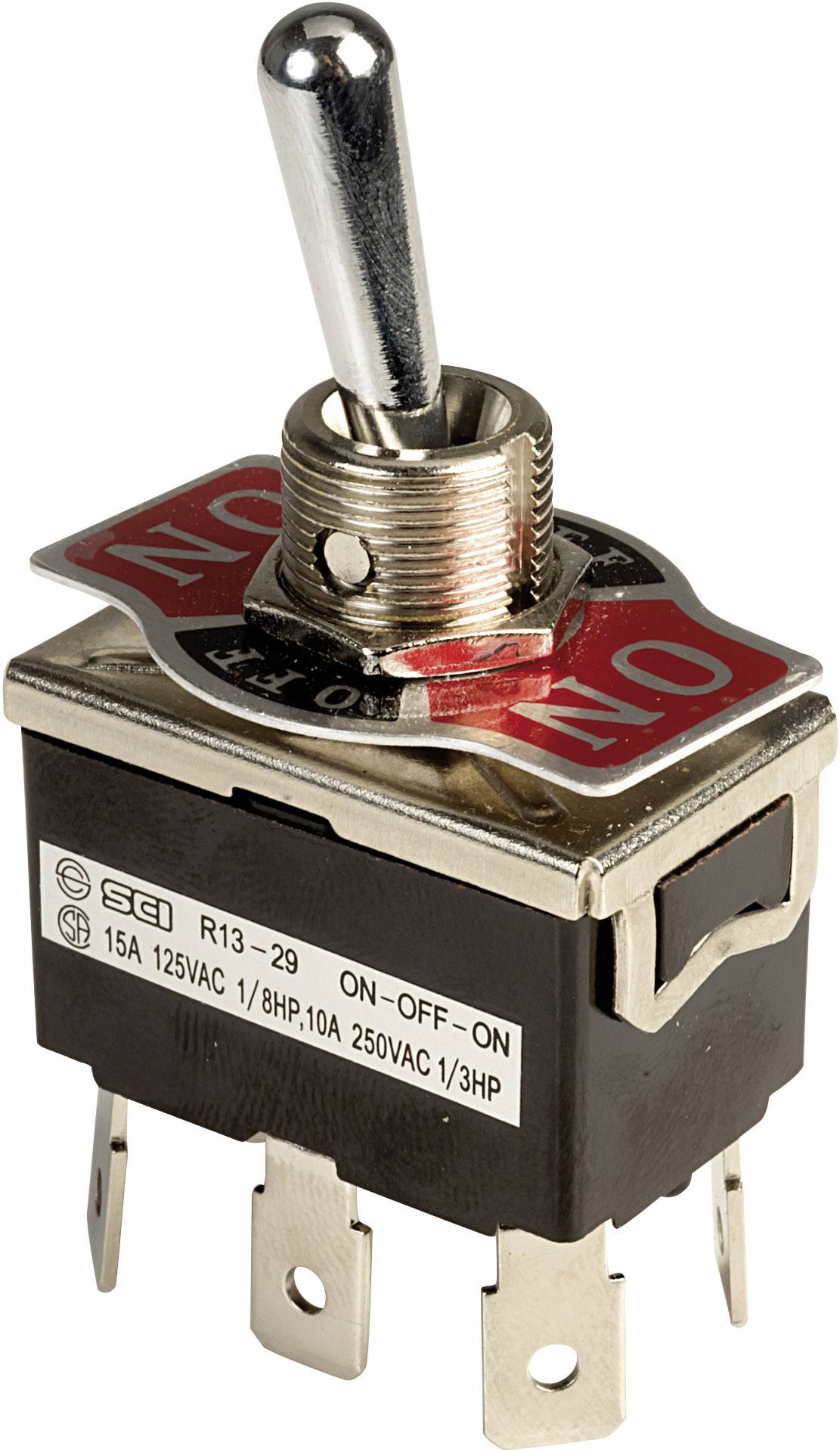 SCI R13-29E-01-HPH Kippschalter 250 V/AC 10 A 2 x Ein/Aus/Ein rastend 1 St.