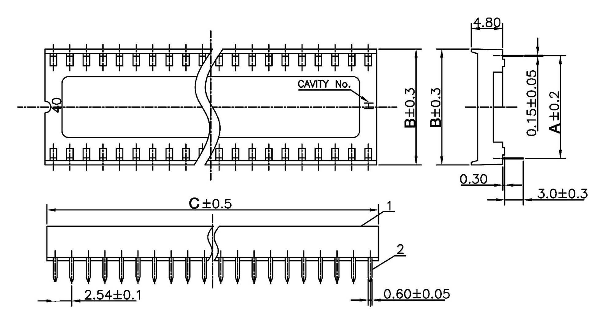 Econ Connect ICFG40 ICF40 IC-Fassung Rastermaß: 15.24mm Polzahl: 40