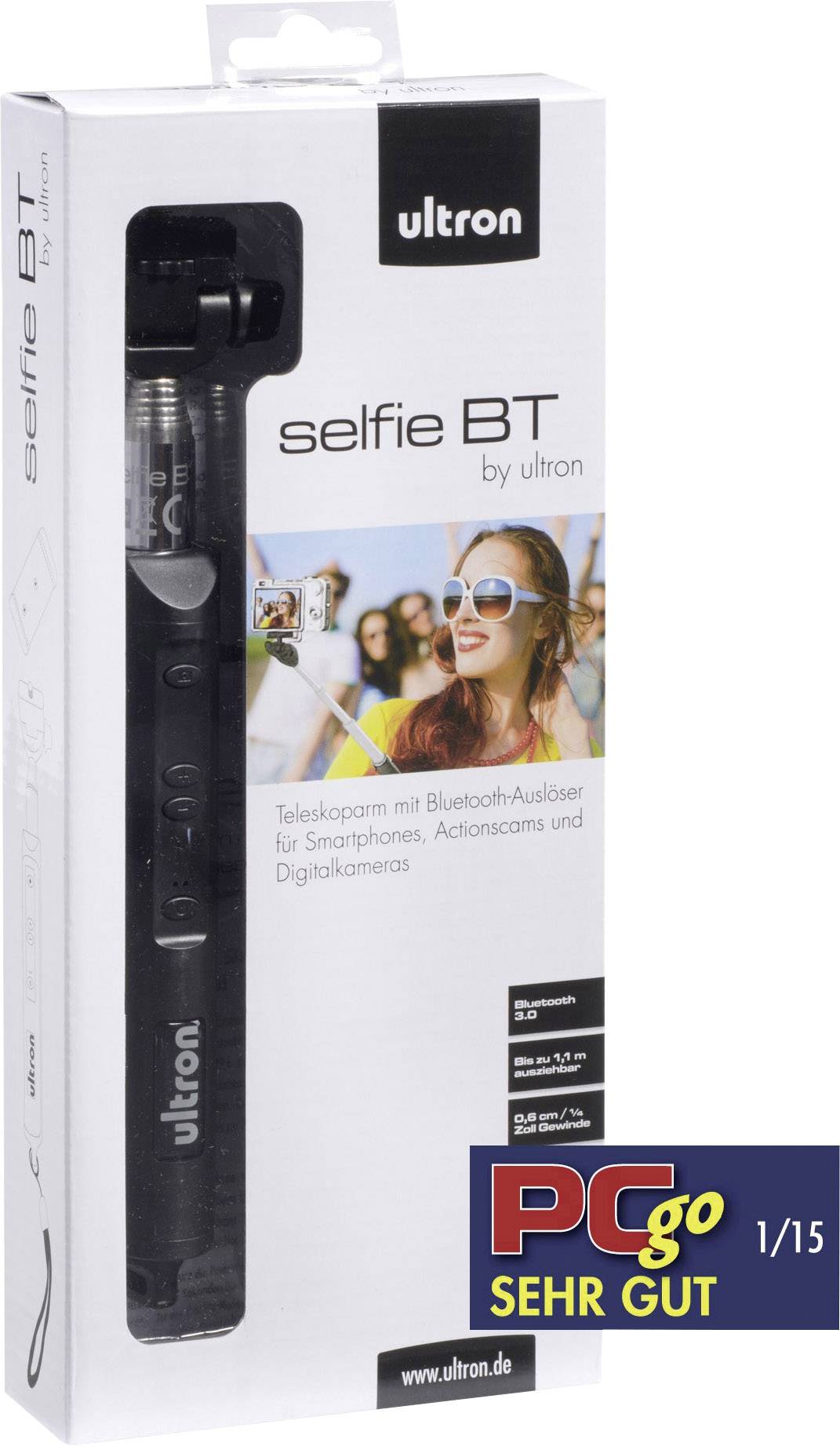 Ultron BT Selfie Stick 8.5 cm 1/4 Zoll Schwarz