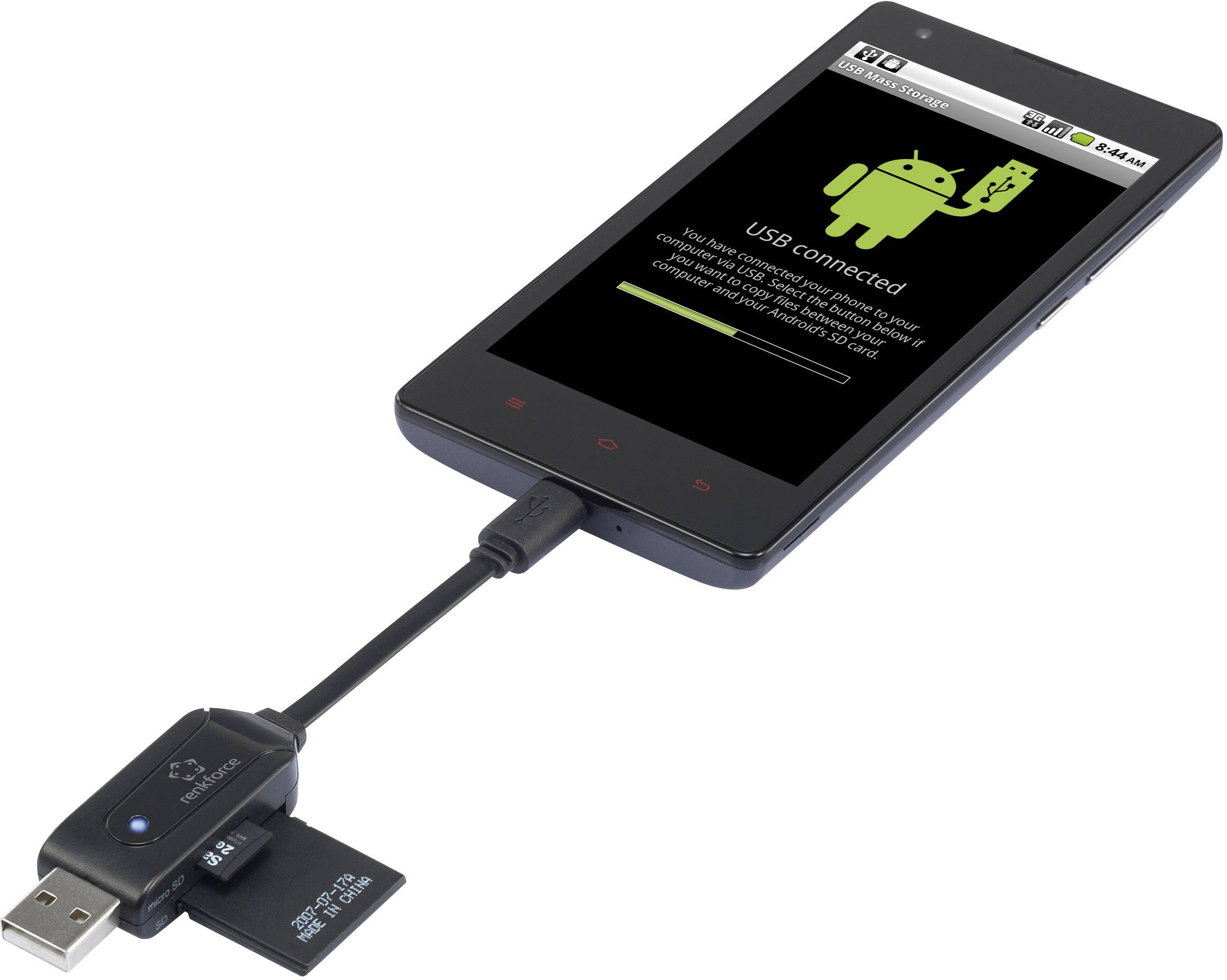 Renkforce Externer Speicherkartenleser USB 2.0, Micro USB 2.0 Schwarz