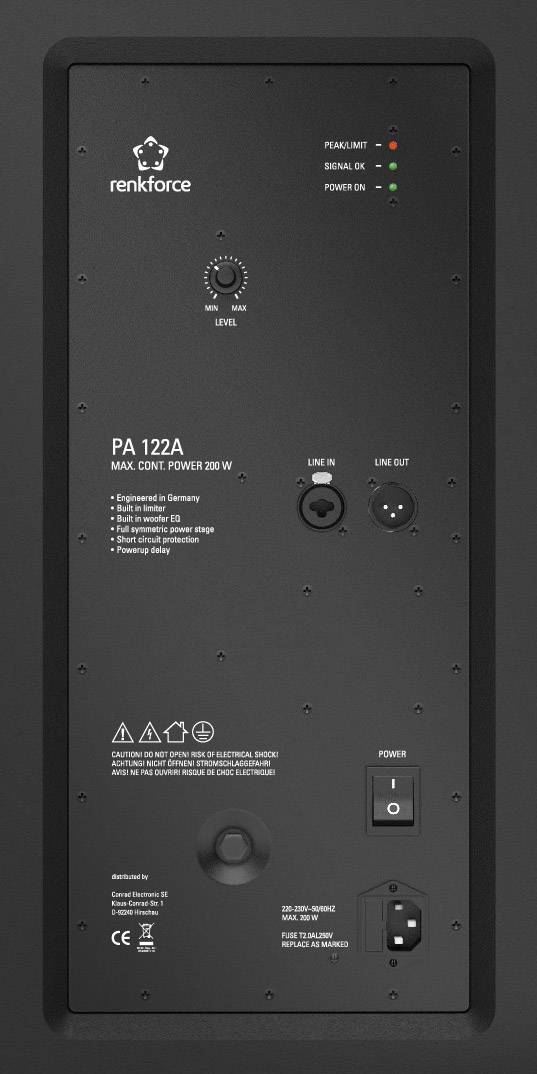 Renkforce Aktiver PA Lautsprecher 12 Zoll PA122A Premium Line 200W 1St.