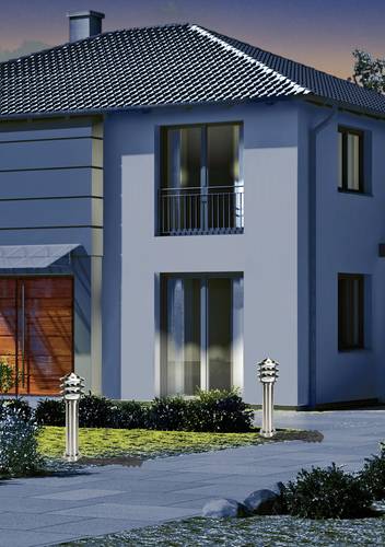 021693 Außenstandleuchte mit Bewegungsmelder Energiesparlampe E27 60W Edelstahl