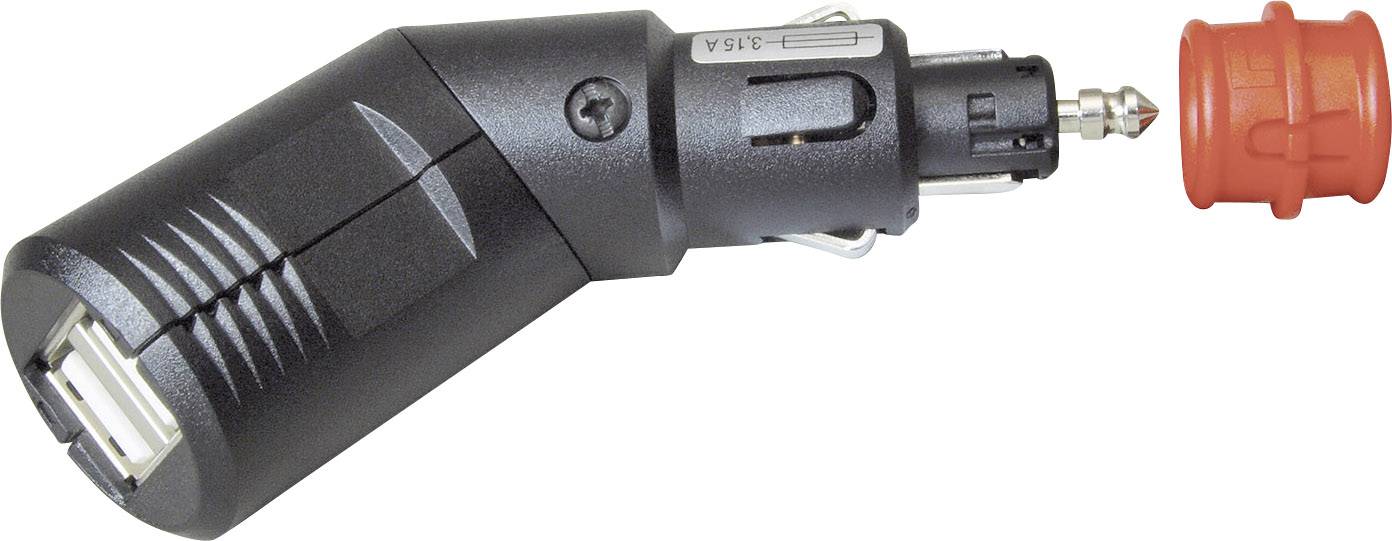 ProCar Winkelbarer 2fach USB Ladestecker Belastbarkeit Strom max.=5A Passend für (Details) USB-A Adapter 12V zu 5 V, 24V zu 5V