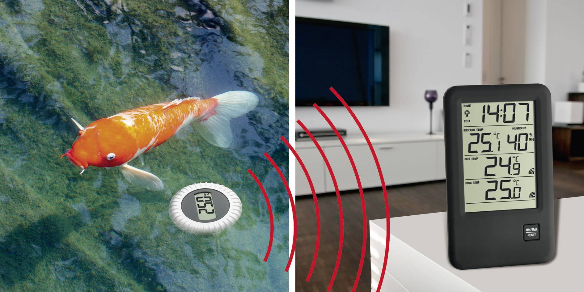 TFA Dostmann Malibu Schwimmbecken-Thermometer Schwarz