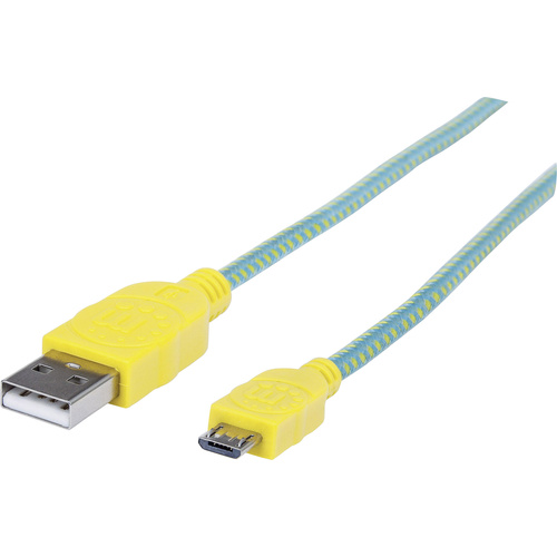 Manhattan USB 2.0 Anschlusskabel [1x USB 2.0 Stecker A - 1x USB 2.0 Stecker Micro-B] 1.8m Grün-Gelb vergoldete Steckkontakte