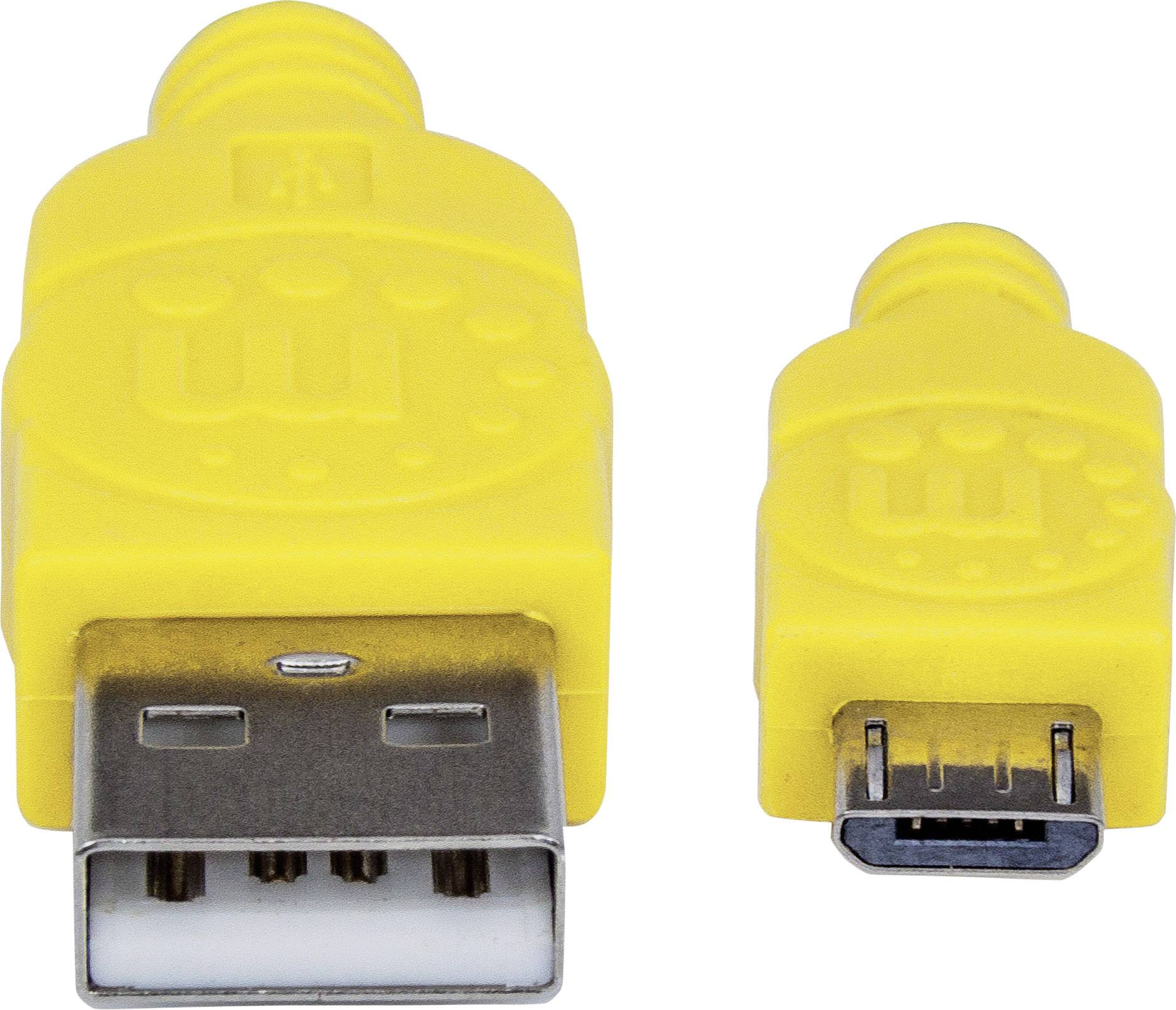 Manhattan USB 2.0 Anschlusskabel [1x USB 2.0 Stecker A - 1x USB 2.0 Stecker Micro-B] 1m Grün-Gelb vergoldete Steckkontakte