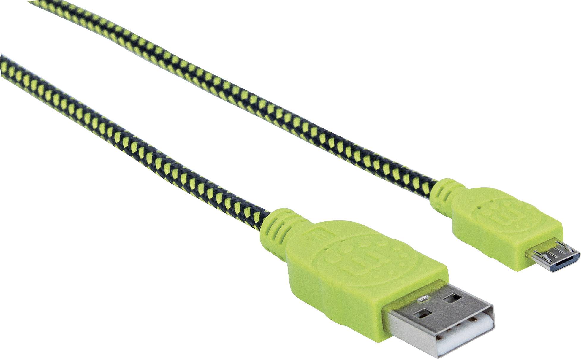 Manhattan USB 2.0 Anschlusskabel [1x USB 2.0 Stecker A - 1x USB 2.0 Stecker Micro-B] 1.80m Schwarz, Grün vergoldete Steckkontakte