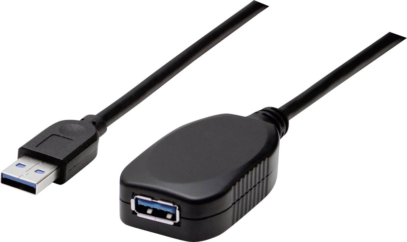 Manhattan USB-Kabel USB 3.2 Gen1 USB-A Stecker, USB-A Buchse 5.00 m Schwarz 150712