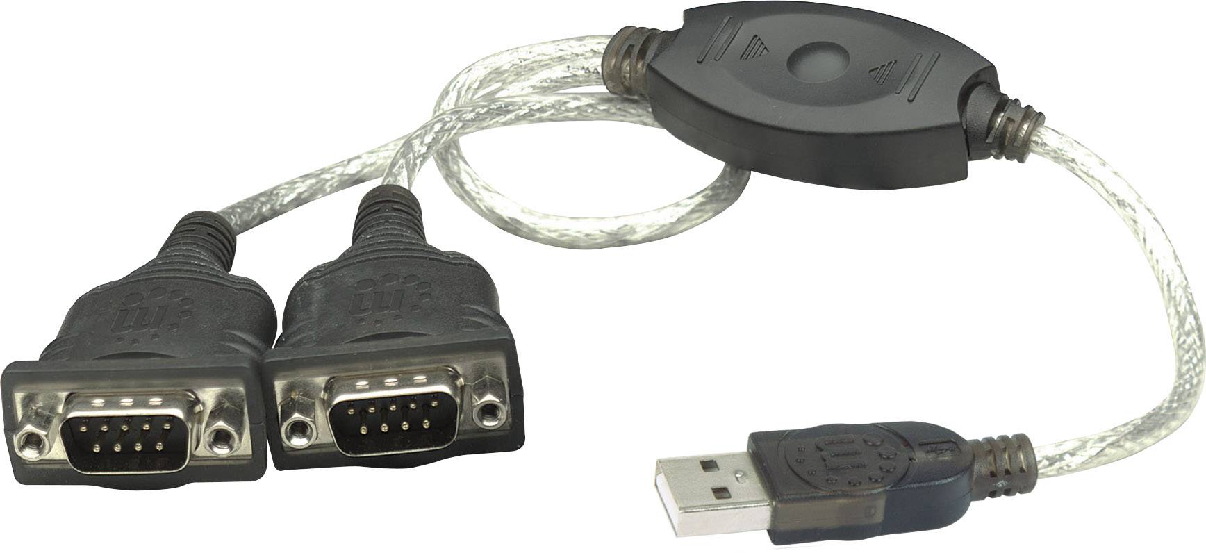 Manhattan Seriell, USB 1.1 Anschlusskabel [2x D-SUB-Stecker 9pol. - 1x USB 2.0 Stecker A] 0.45m Schwarz, Silber
