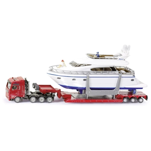SIKU Spielwaren Schwertransport mit Yacht Fertigmodell Nutzfahrzeug Modell SIKU Spielwaren Schwertransport mit Yacht Fertigmodell Nutzfahrzeug Modell