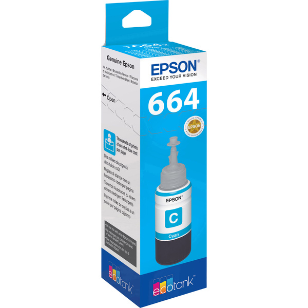 Epson Encre de recharge T6642, 664 d'origine cyan C13T66424010