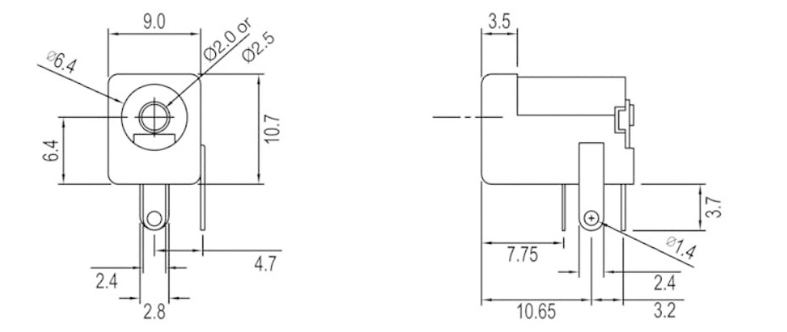 Econ Connect DC14JD20 Niedervolt-Steckverbinder Buchse, Einbau horizontal 2mm