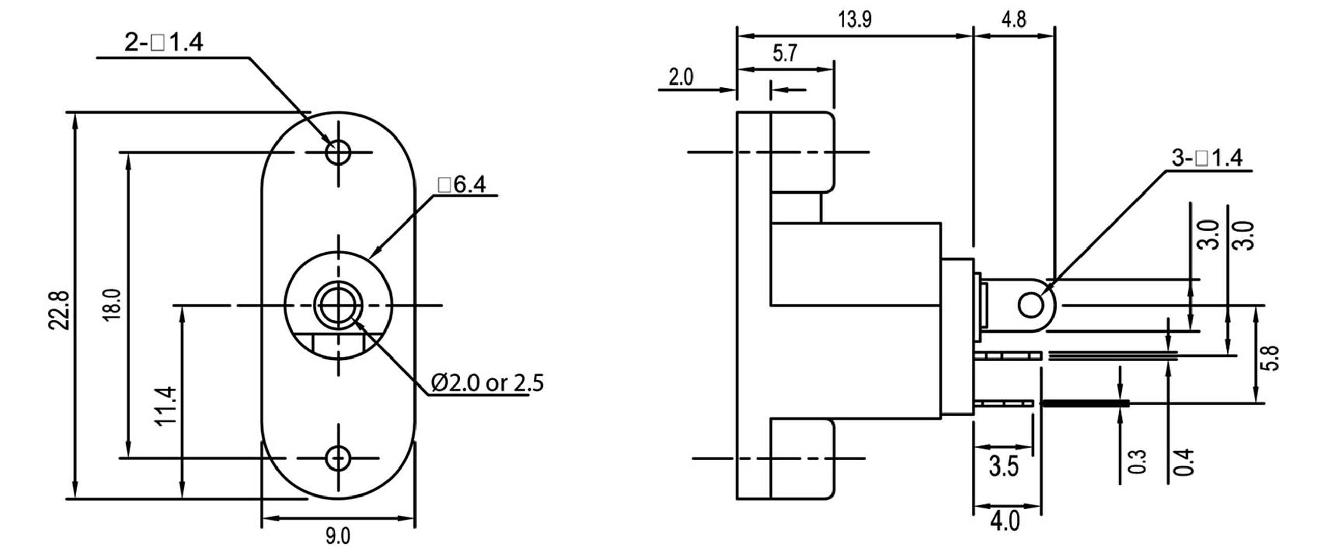 Econ Connect DC17JD20 Niedervolt-Steckverbinder Buchse, Einbau vertikal 2mm
