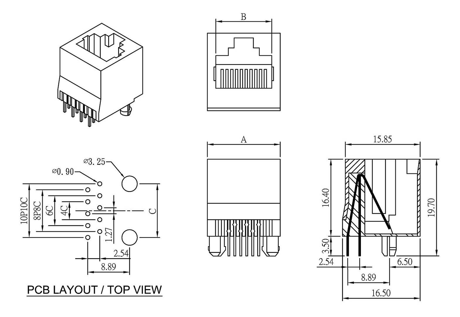 Econ Connect MJTN88A Modular-Einbaubuchse MJTN88A Buchse, Einbau vertikal Pole: 8 Schwarz