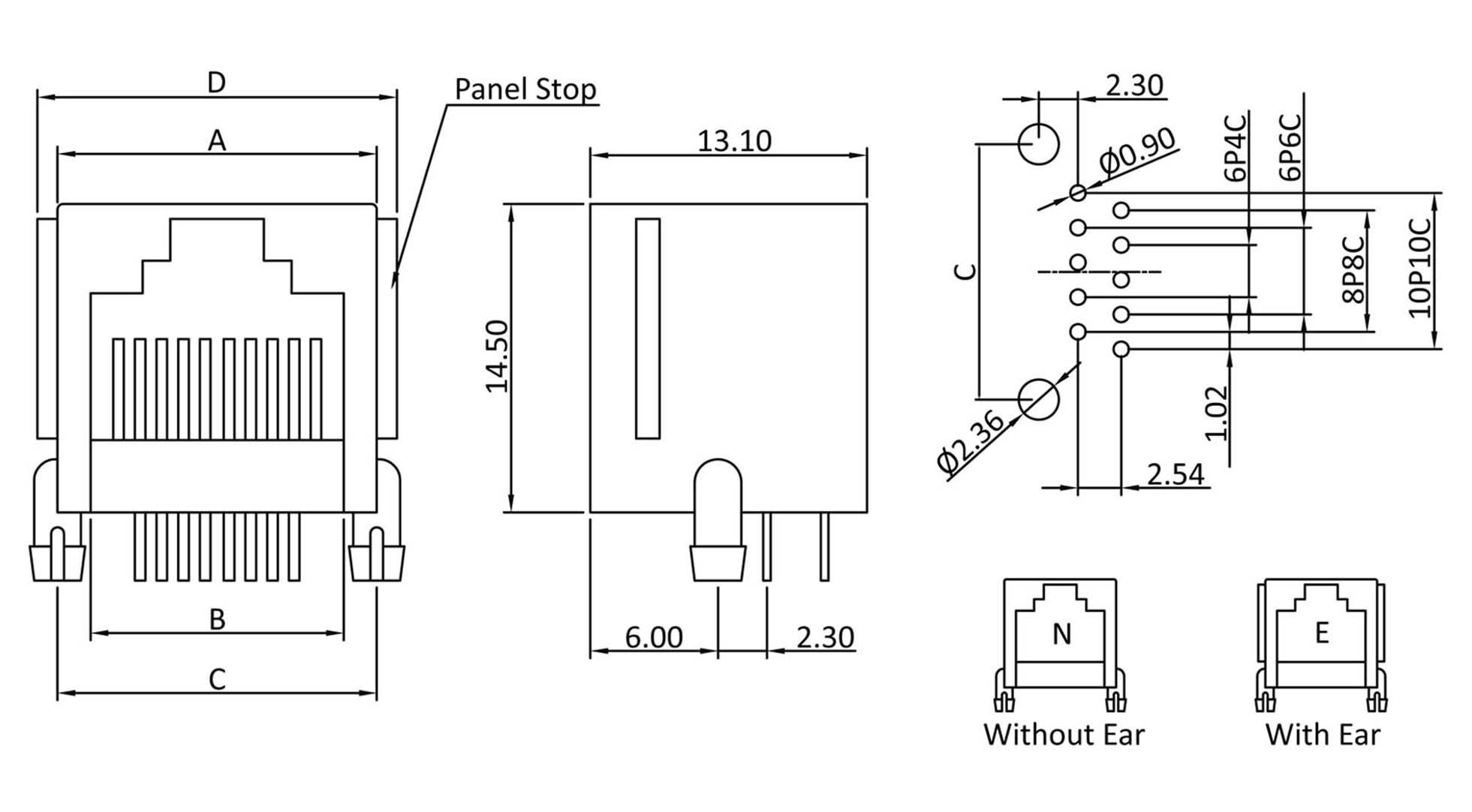 Econ Connect MJUSE44GAB Modular-Einbaubuchse MJUSE44GAB Buchse, Einbau horizontal Pole: 4 Schwarz