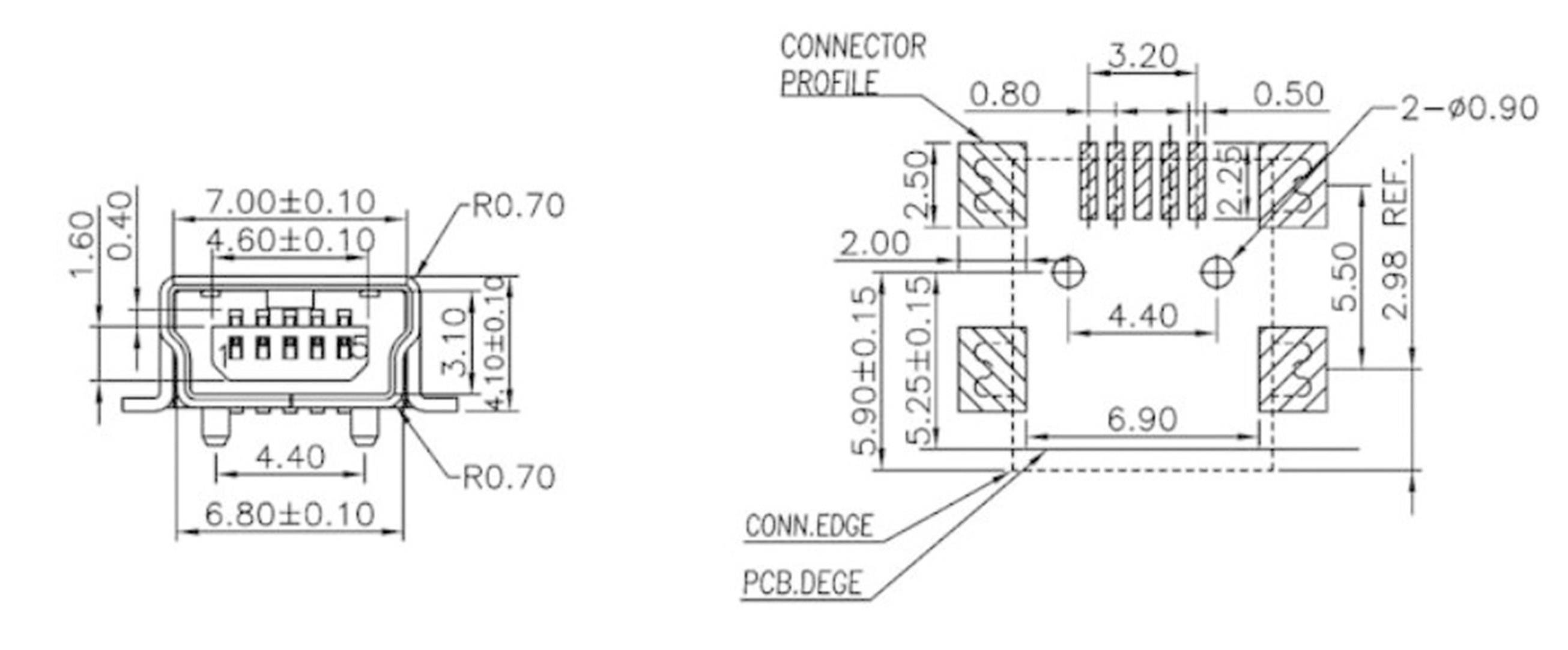 Econ Connect Einbaubuchse Mini USB Buchse, Einbau horizontal MUB2B5SMD 1 Port MUB2B5SMD Inhalt