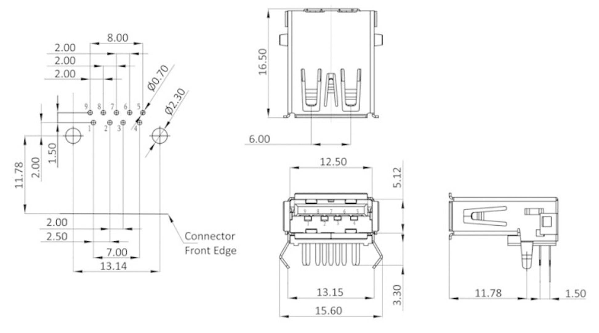 Econ Connect Einbaubuchse Bauform A USB 3.0 Buchse, Einbau horizontal U3BU1AN 1 Port U3BU1AN Inhalt