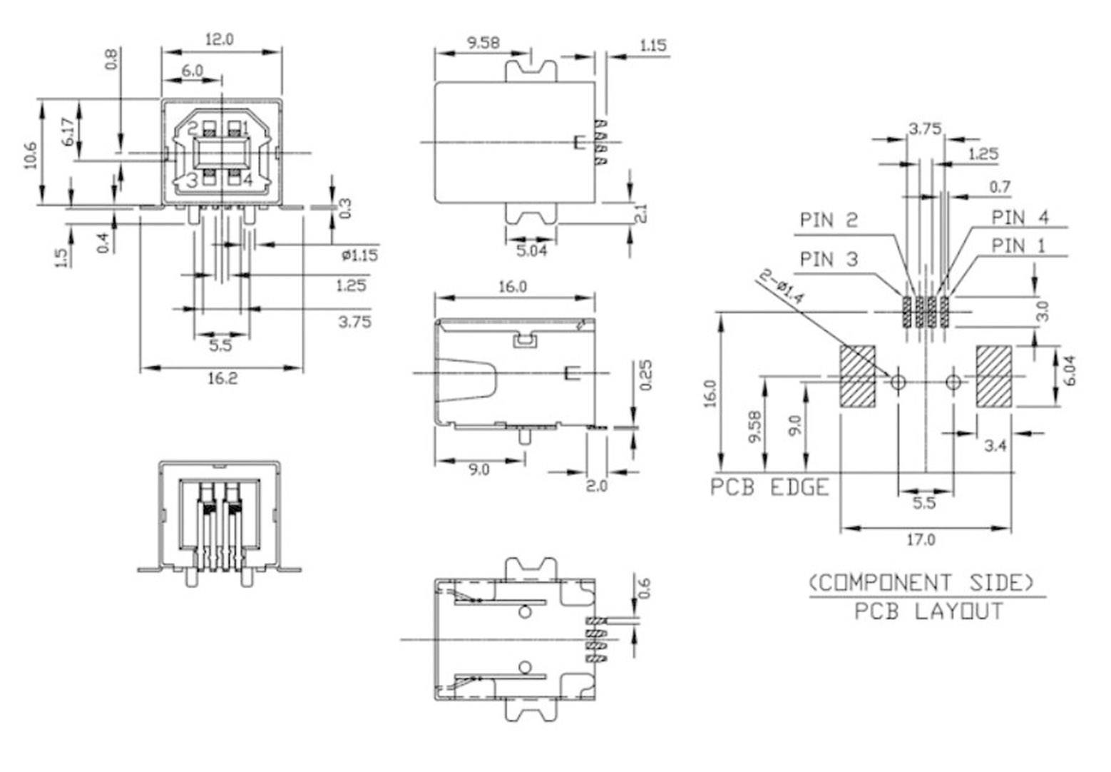 Econ Connect Einbaubuchse USB-B SMD 90G Buchse, Einbau horizontal UBU1BSMD 1 Port UBU1BSMD Inhalt