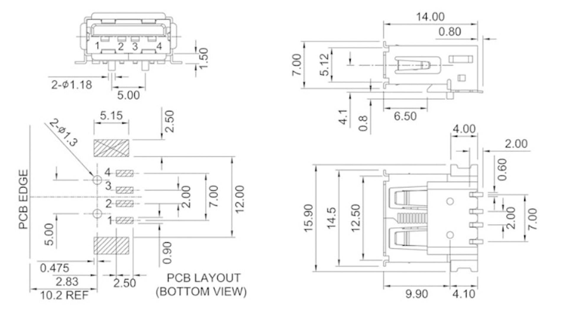 Econ Connect Einbaubuchse USB-A SMD 90G Buchse, Einbau horizontal UBU2AWS 1 Port UBU2AWS Inhalt