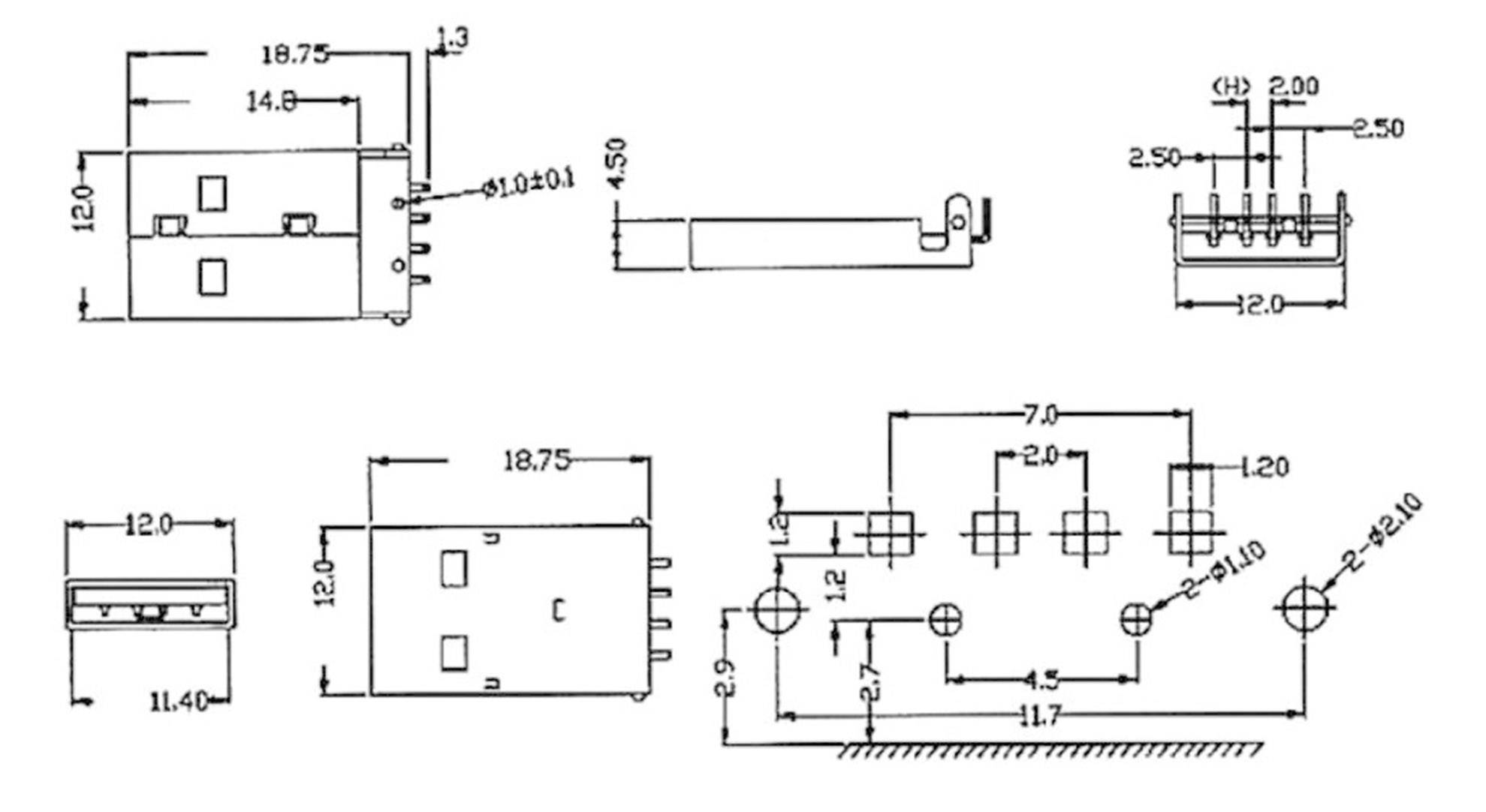 Econ Connect Einbaustecker USB-A DIP Stecker, Einbau US1AF 1 Port US1AF Inhalt