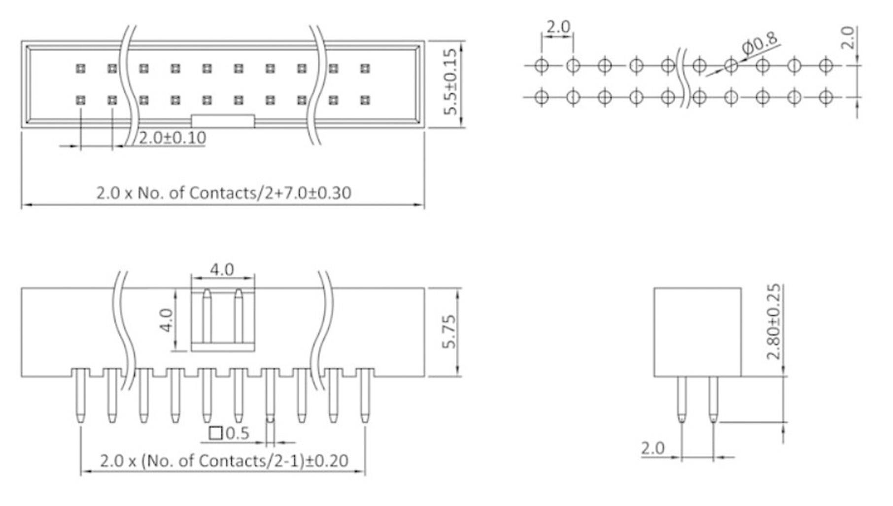 Econ Connect Stiftleiste (Standard) WS Polzahl Gesamt 10 Rastermaß: 2mm WS10GRM2
