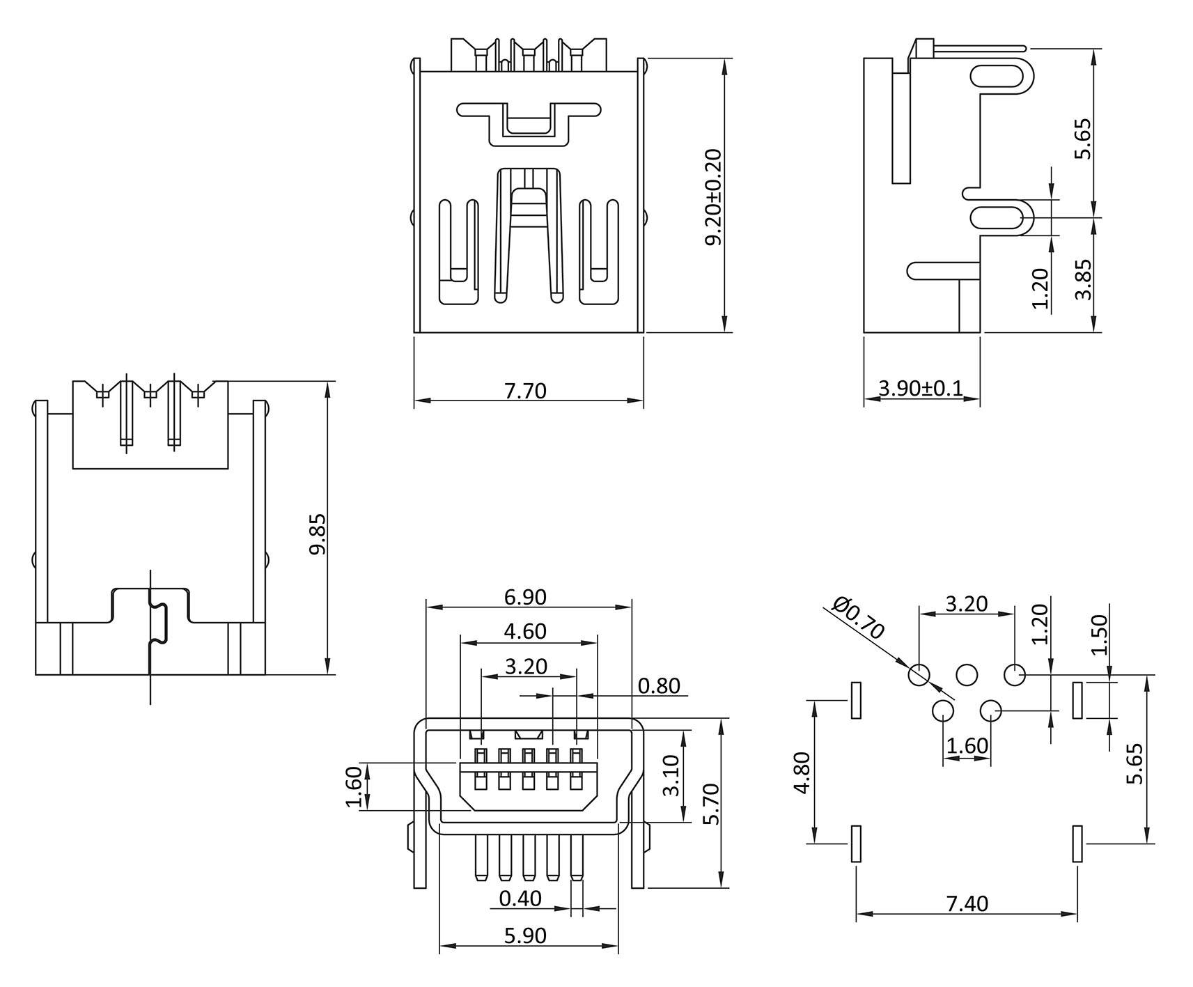 Kontaktbuchse Buchse, Einbau horizontal MUB1B5W 1 Port MUB1B5W econ connect Inhalt: 1 St.