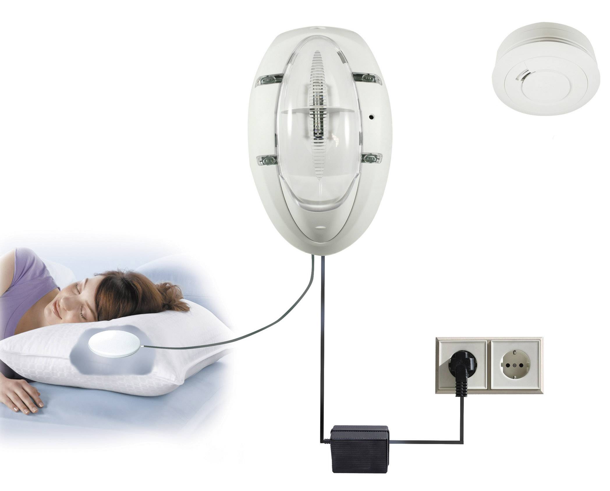 Ei Electronics Flitslamp 230V gevoed, draadloos doorkoppelbaar, met trilpad EI17
