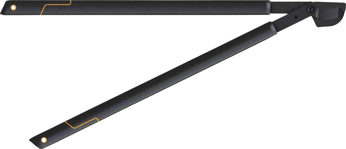 Zwei schwarze Metallstangen in L-Form, verbunden durch ein Gelenk, mit einem orangefarbenen Akzent. Sie scheinen ein Werkzeug zu sein.