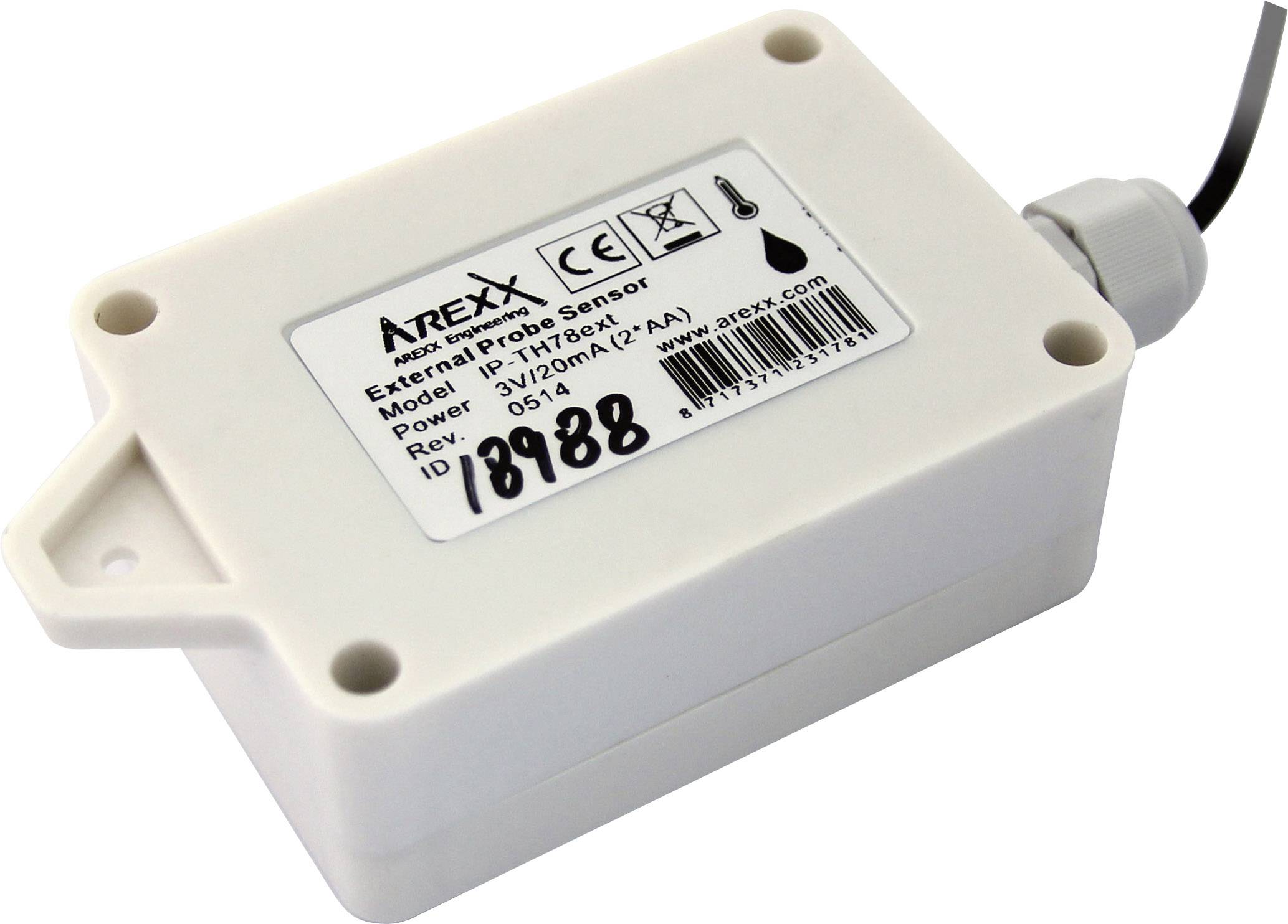 Arexx IP-TH78EXT Datenlogger-Sensor Messgröße Temperatur, Luftfeuchtigkeit -40 bis +100°C 20 bis 100% rF