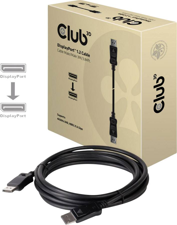 Club3D DisplayPort Anschlusskabel DisplayPort Stecker, DisplayPort Stecker 3.00 m Schwarz CAC-1064