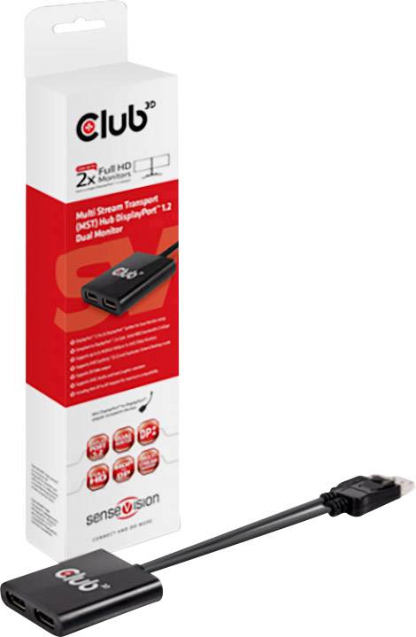 club3D CSV-5200 2 Port DisplayPort-Splitter  1920 x 1080 Pixel Schwarz