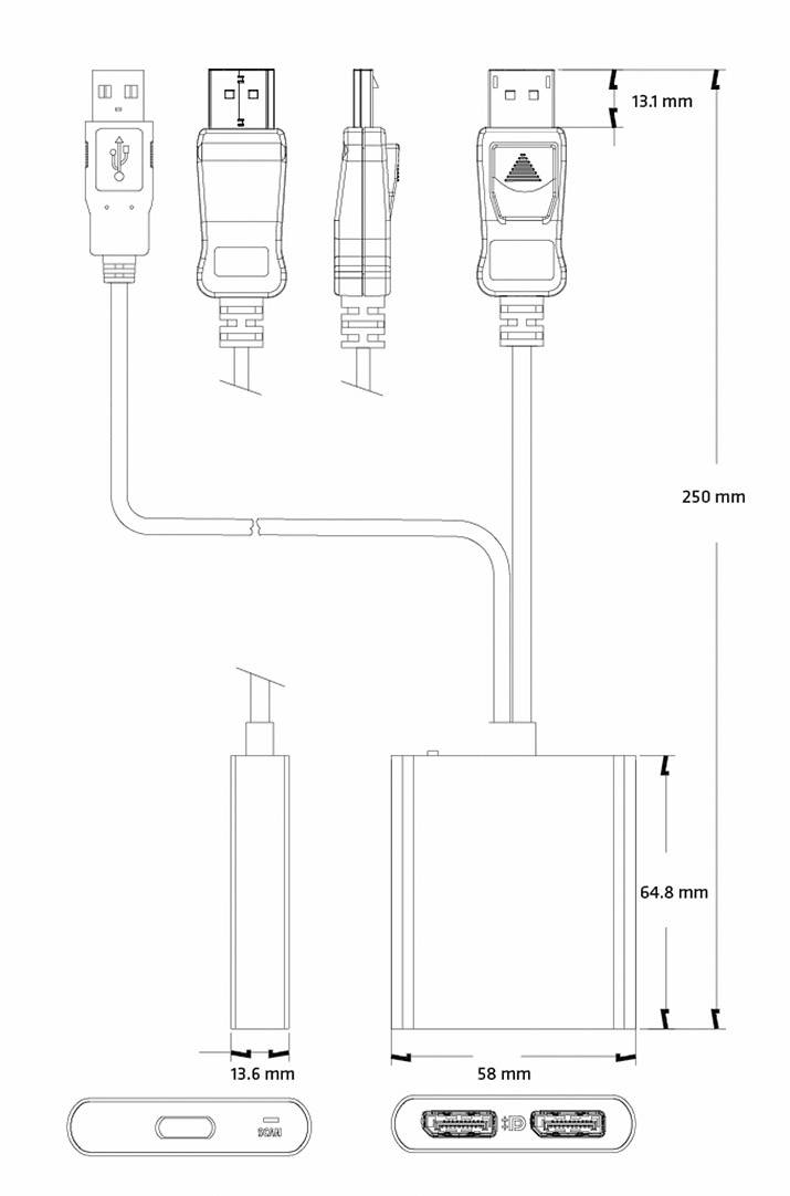 club3D CSV-5200 2 Port DisplayPort-Splitter  1920 x 1080 Pixel Schwarz