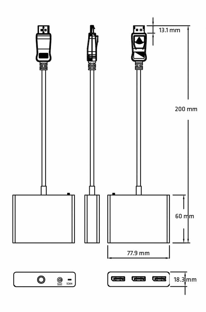 Club3D CSV-5300A 3 Port DisplayPort-Splitter 1920 x 1080 Pixel Schwarz
