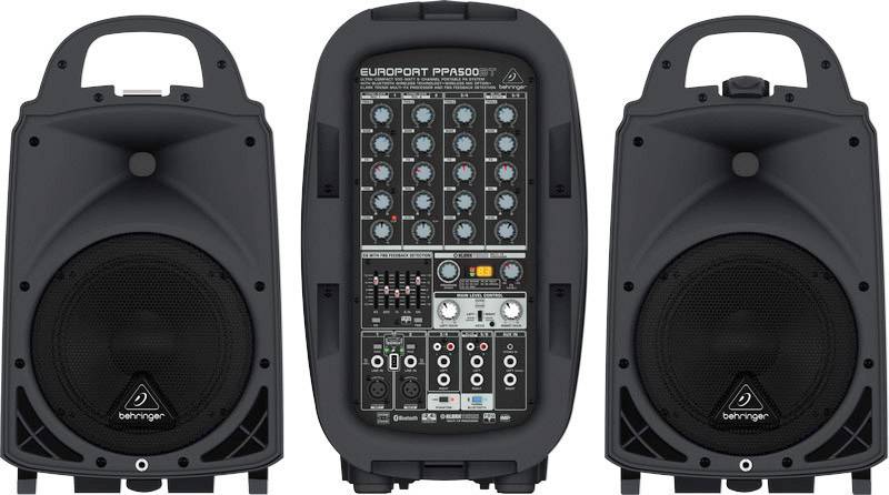 Behringer PPA500BT Aktives PA-Lautsprecher-Set Integriertes Mischpult, inkl. Mikrofon, Bluetooth