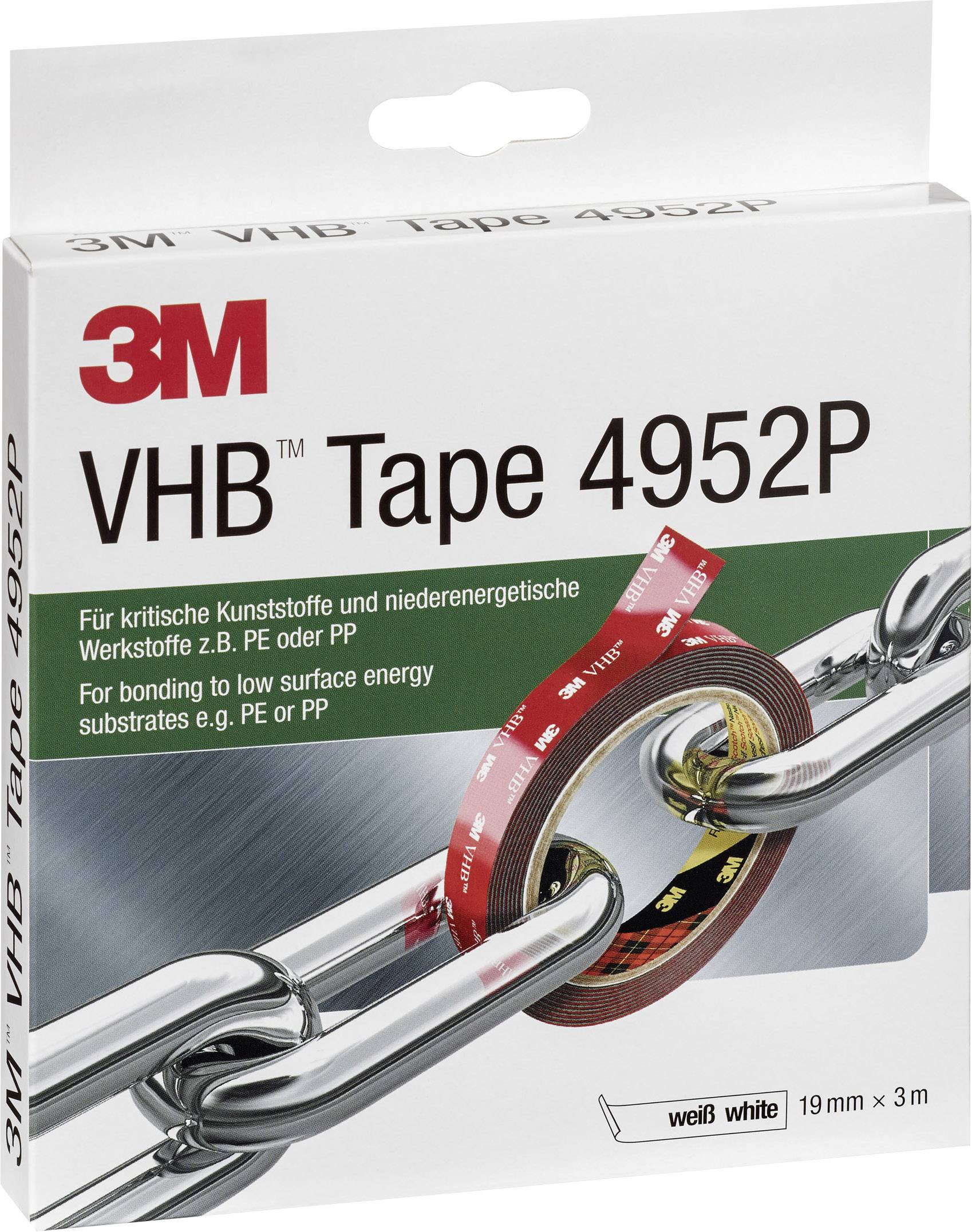 3M 4952P 4952193 Doppelseitiges Klebeband 4952P Weiß (L x B) 3m x 19mm 1St.