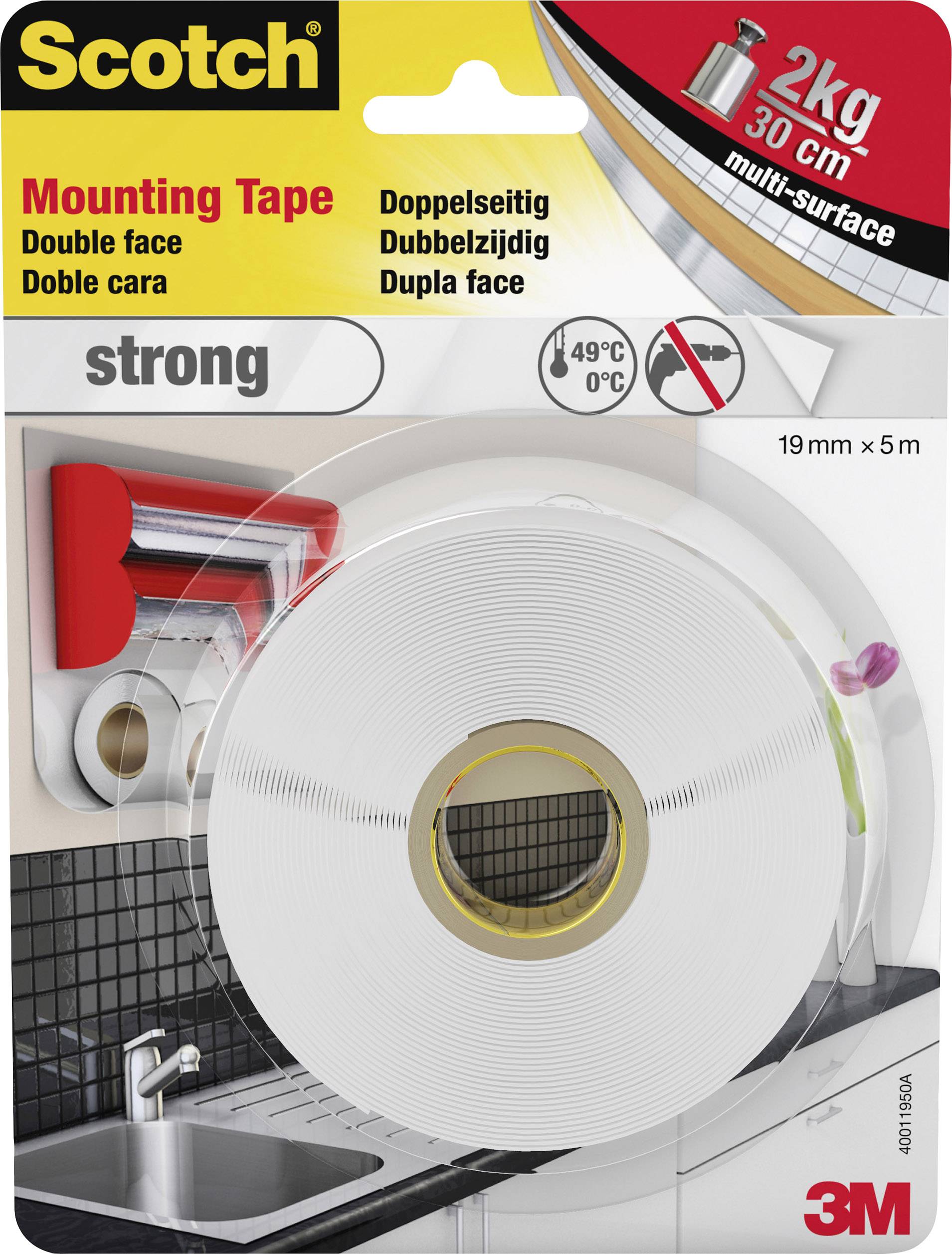 3M Scotch 40011950 Montageband Weiß (L x B) 5 m x 19 mm 1 St.